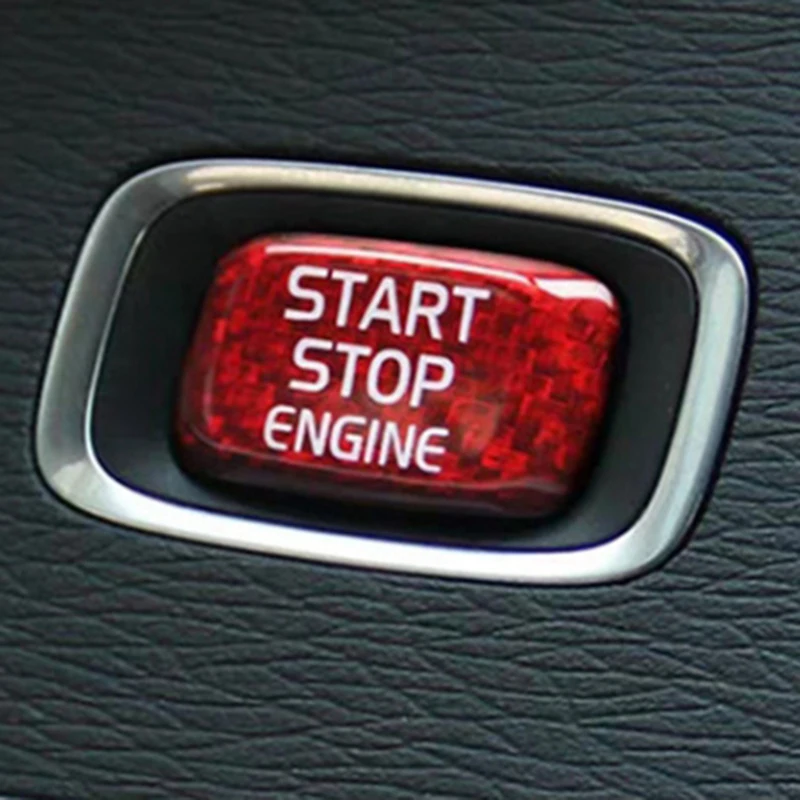 Oglekļa Šķiedras Auto Dzinēja iedarbināšanas Pogu, Uzlīmes, Melns Volvo V40 V60 S60 S60L XC60 S80L S80 Interjera Aksesuāri