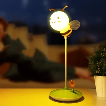 Bērnu Gultas Lampa, LED Nakts Gaisma Gudrs Bišu Karikatūra Galda Lampa Tālvadības Nakts Gaisma