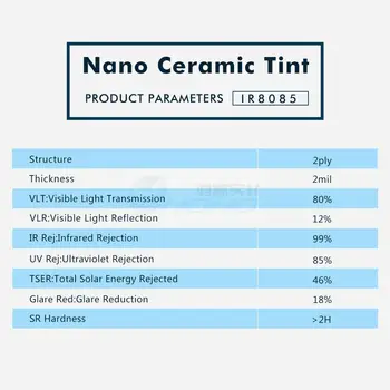 VLT80% UV Pierādījumu Nano Keramikas Nokrāsu, Plēve, Auto Logu saules Nokrāsu Filmu Gaiši Zila, Siltumizolācijas, Saules Nokrāsu pašlīmējošās Uzlīmes
