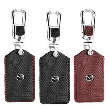 Auto Taustiņu, lietu Vāku 2 pogas priekš Mazda 3 5 6 8 M8 CX-7 CX-9 Smart key chain gredzenu turētājs īstas ādas
