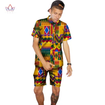 Pielāgot Tradicionālo Āfrikas Apģērbu Vasaras Vīriešiem ar Īsām Piedurknēm Krekli Drukāt Modes Āfrikas Stils Vasks Topi Vīriešu Apģērbu WYN96