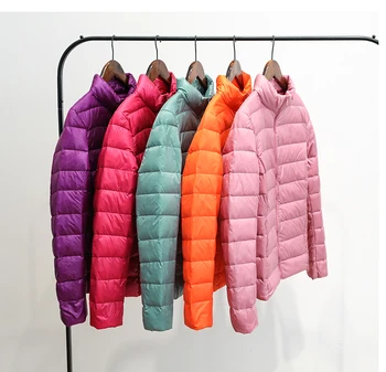 2019 Jaunu Ultra light pīļu dūnas virsjakas sievietēm Kapuci ziemas mētelis ar garām Piedurknēm Silts Slim 7XL plus lieluma jaka lady Apģērbi