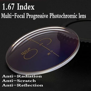 1.67 Indekss Asfēriskie Multi-Focal Pakāpeniski Photochromic Objektīvs CR-39 Recepšu Tuvredzība vecuma tālredzība Acu Brilles, Lēcas RS238