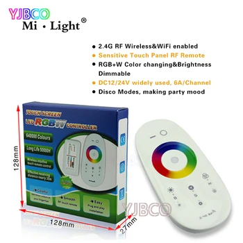 Miboxer 2.4 G Bezvadu FUT027 Touch ekrāns led RGBW kontrolieris 18A RF tālvadības pults led rgbw sloksnes gaismas lentes,DC12V-24V