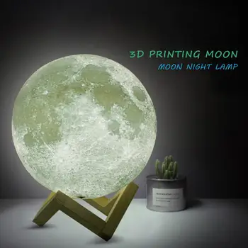 Jaunas Ielidošanas 3D Print Star Mēness Lampas 16 Krāsains Mainīt Touch Mājas Dekori Radošo Dāvanu USB Lādējamu Nakts Gaisma Galaxy Lampas