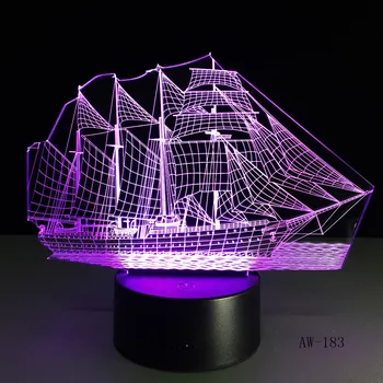 3D Retro Seno Buru Jūras Laivu, Kuģu LED Lampas Ķīniešu Stilā Multicolor Ilūziju RGB Nakts Gaisma USB Galda, Galda Dekori AW -183
