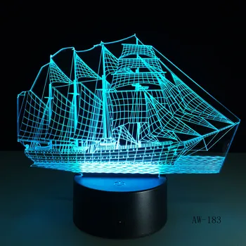 3D Retro Seno Buru Jūras Laivu, Kuģu LED Lampas Ķīniešu Stilā Multicolor Ilūziju RGB Nakts Gaisma USB Galda, Galda Dekori AW -183