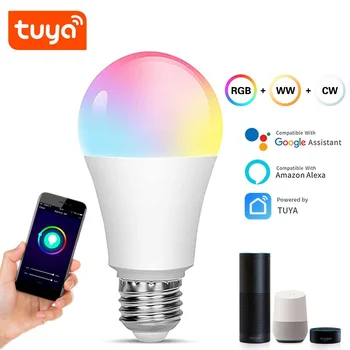 Tuya LED Smart WiFi Spuldze RGB White Magic LamDimmable LED E27 Saderīgs ar Amazon Alexa, Google Home Viedtālrunis Smart Home