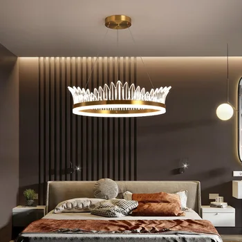 Fss Mūsdienu Zelta Lustras Apgaismojums Vainagu Dizaina Aptumšojami LED Lustras, Lai Guļamistaba, Dzīvojamā Istaba SPĪDUMS Iekštelpu Gaismas Ķermeņi,