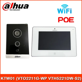 Dahua Video Intercoms KTW01 IP Villa Wi-Fi Durvju Stacija & Wi-Fi Telpās Uzrauga DHI-VTO2211G-WP un DHI-VTH5221DW-S2