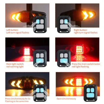 Aizmugurējās Lampas Bezvadu Tālvadības pulti, Pagrieziena Signāla Gaismu Smart Velosipēdu LED Taillight Velosipēds Viegli Uzstādīšana Personīgo Velosipēdu Daļām