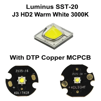 Luminus SST-20 Silti Balta 3000K LED Avotu Ar 16mm / 20mm DTP Vara MCPCB - 1 gab.