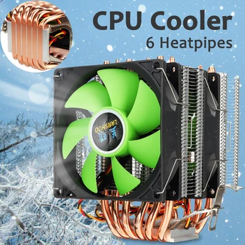 6 Siltuma Caurules CPU Dzesētāja X79 LGA2011 X99 Divējāda pusē Ventilatoru, Dzesētāju, Klusa Dzesēšanas Ventilatoru Heatsink Radiatoru par LGA 115X/1366/775 AMD