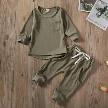Jaunu 2019 Rudens Apģērbu Toddler Bērniem, Baby Boy Meitene Apģērbs, Apģērbs ar garām Piedurknēm T krekls Topi+Bikses, Treniņtērpi Komplekti