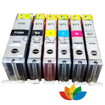 6pcs Saderīgu canon Pixma TS5050 TS5051 TS5052 TS5053 Printeri tintes kasetne pgi570 BK CLI571 BK/C/M/Y/GY
