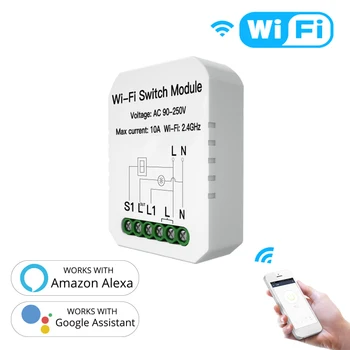 ASV Versija Smart Switch Smart Life/Tuya APP vienpola 3 Veidu 1 Banda Modulis 90-250V Darbu Ar Alexa, Google Home
