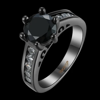 Imitētu Izsmalcinātu Black Onyx Ring Black Gold Filled Iesaistīšanās Kāzu Gredzena Izmērs 6 7 8 9