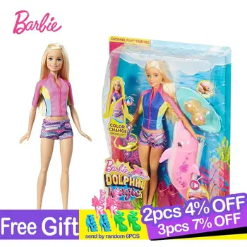Barbie Sākotnējo Lelle Delfīnu Niršanas Burvju Piedzīvojumu Lelles ar Drēbēm un Aksesuāri Zīdaiņiem Boneca Rotaļlieta, Brinquedo Bērniem