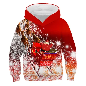 Rudens un ziemas sporta krekli Ziemassvētku hoodies bērniem drēbes meitenēm puiku drēbes 3D modes drukāts apģērbu Priecīgus Ziemassvētkus