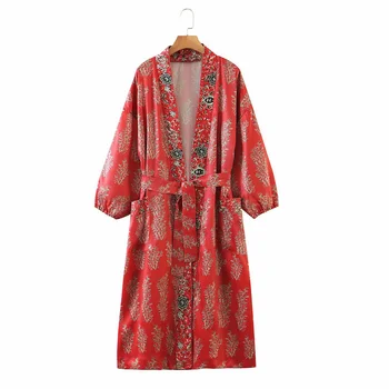 KUMSVAG Sieviešu Vintage Kimono, Blūzes, Topi, Krekli, Mēteļi 2020. Gada Vasaras Vērtnes Ziedu Drukāt Sieviešu Elegants Zaudēt Plus Lieluma Kimono Augšu
