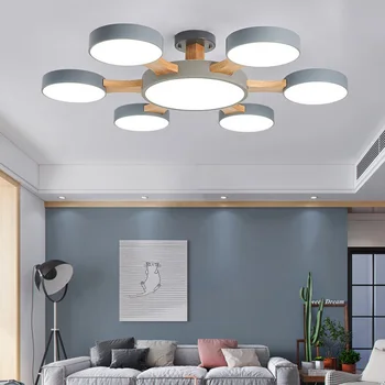 Mūsdienu Ziemeļvalstu stils vienkārši 110V, 220V LED gaismas žurnāls dzīvojamā istaba guļamistaba pētījumu, bērnu istabas apaļa griestu lampas