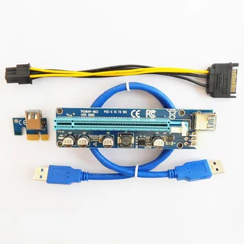 Uzlabot Izdevums VER008C Stāvvadu PCI-E 1x, lai 16x Stāvvadu Karti LED USB 3.0 PCI-E 6pin Barošanas BTC Asic Bitcoin Miner Antminer Ieguves