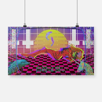 Vaporwave Neona Asuka Langley Sohryu Plakāts Ierāmēts Koka Kadru Audekla Apgleznošana Sienu Mākslas Dekoru Studiju Sākuma Apdare Izdruku