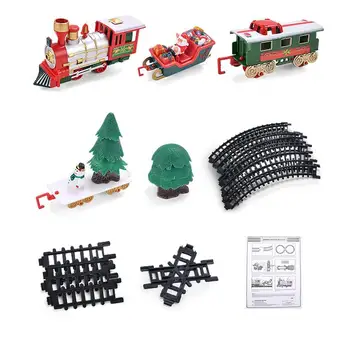 Ziemassvētku Tēmu Elektrisko Dzelzceļu, Auto, Vilcienu, Rotaļlietas, Bērnu Elektriskie Dzelzceļa Vilcienu Uzstādīt Sacīkšu Ceļu Transporta Ēkas, Rotaļlietas, Dāvanas,