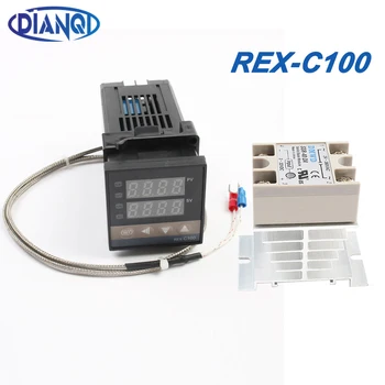REX-C100 Digitālo PID Temperatūras regulators Termostats PSR izejas Max40A PSR Relejs K Termopāri Zondes RexC-100
