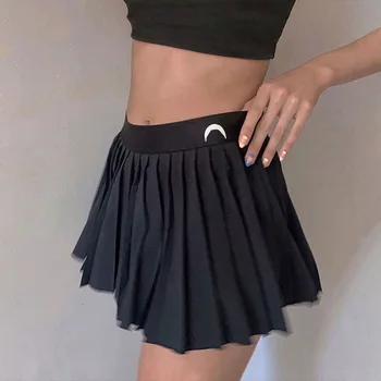 GOTH GIRL Punk Modes Svārki Sievietēm Mēness Izšuvumi Augsta Vidukļa Mini Svārki Gothic Streetwear Harajuku Ins Stila Seksīgi Kroku Femme