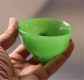 Ķīniešu Roku Darbs Dabas Green Jade Cirsts Tējas Tase Tējas Komplekts Izsmalcinātu Nelielā Bļodā Kauss