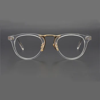 Klasiskās Titāna Acetāts Brilles Rāmis Vīriešu, Sieviešu Vintage Apli Apaļas Brilles Pārredzamu Optisko Tuvredzība Recepšu Brilles