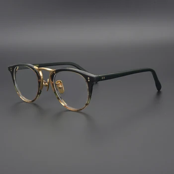 Klasiskās Titāna Acetāts Brilles Rāmis Vīriešu, Sieviešu Vintage Apli Apaļas Brilles Pārredzamu Optisko Tuvredzība Recepšu Brilles