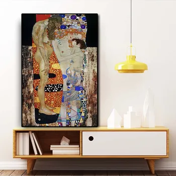 Trīs Vecumi Sievietes Gustava Klimta Eļļas Glezna uz Audekla Plakāti un Izdrukas Sienas Art Attēlu for Living Room Mājas Sienas Dekori