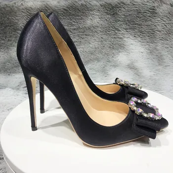 12cm sūkņi modes jaunu norādīja augstpapēžu izsmalcināti elegants vienas kurpes, papēdis dāmas puses naktsklubs silk black BM023 ROVICIYA