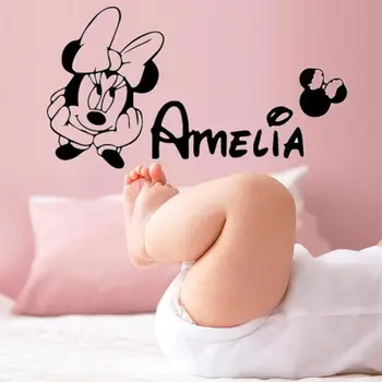 Karikatūra Gudrs Minnie Sienas Uzlīmes, Baby Meitenes Istabas Dekori Nosaukums Uzlīmes Uzlīmes Sienas Princese Guļamistaba Dekoratīvie Piederumi