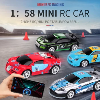 Mini Tālvadības Bluetooth Radio Bērnu Rotaļu Drift Sacīkšu Auto 2.4 G 1/58 RC APP Kontroles Multiplayer Transportlīdzekļa Drift-Bagijs, ar Gaismu