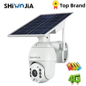 SHIWOJIA Kamera 4G SIM Kartes 1080P HD Saules Panelis Āra Uzraudzības CCTV Kameras Smart Home divvirzienu Ielaušanās Signalizācijas Ilgi Gaidīšanas