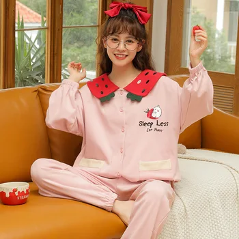 NIGHTWA Sleepwear Mājas Apģērbu Kokvilnas Pijama Mujer garām piedurknēm Bikses Pidžamas Sieviešu Dāmas Mājās Valkāt Sieviešu Pidžamas Liela