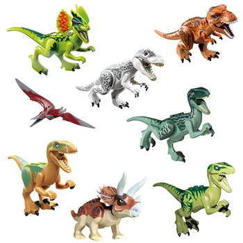 8 Gab./Komplekts Jurassic Pasaules 2 Dinozauru Skaitļi Tyrannosaurs Rex Celtniecības Bloki, Ķieģeļi Dinozaura Modelis Rotaļlietas