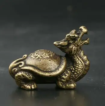 Ķīniešu Bronzas Dzīvnieku Labs Zvērs Pūķis Bruņurupucis Dzīvnieku Statuja