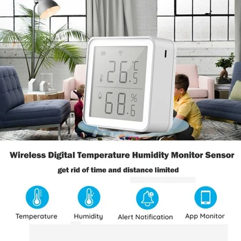 WiFi Smart Temperatūras, Mitruma Sensoru, Lai Alexa, Google Palīgs 230ft Bezvadu Ciparu Higrometru, Iekštelpu Termometrs