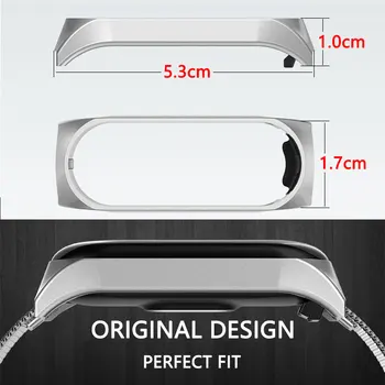 UTHAI Xiaomi Mi grupa 3/4 Siksniņa, Nerūsējošā tērauda watchband Nomainīt siksnu Metāla aizsardzības apvalks, mi grupa 3 4 watchband