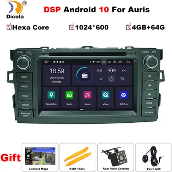 PX6 DSP 2 DIN Android 10 Heksa Core 4G + 64G Auto DVD Atskaņotājs Toyota Auris 2008. - 2012. Gadam Radio Video Multimedia navegación GPS