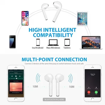 I7s TWS Bezvadu Bluetooth Austiņu, lai Huawei Mate 10 Lite Pro 9 8 7 S Mūzika Austiņu Uzlādes Kaste