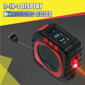 3-in-1 Displejs Mērīšanas Lineāls Lāzera mērlente Rulete Attāluma Mērītājs Rangefinder Elektronisko Valdnieks LCD Displejs Mērīšanas