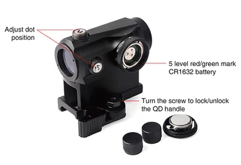Mini Rifescope Redzi Izgaismotu Snaiperis Red Green Dot Sight Ar Ātrās Atbrīvošanas Fit 20mm Weaver Sliedes montējams Medības