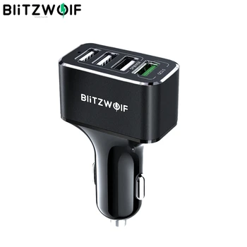 BlitzWolf USB Automašīnas Lādētājs 4 USB Porti 50W QC3.0 Ātra Uzlāde Mobilajam Tālrunim TDC 12V-24V iPhone X XR Xs Par Xiaomi Mi8