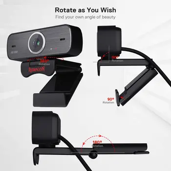 Redragon GW800 1080P Kamera ar iebūvētu divu Mikrofonu 360-Grādu Rotācija - 2.0 USB Skype Datoru Web Kameras