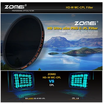 ZOMEI HD Optiskā Stikla CPL Filtrs Slim Multi-Coated Cirkulāro Polarizatoru Polarizācijas filtrs objektīvs 40.5/49/52/55/58/62/67/72/77/82mm